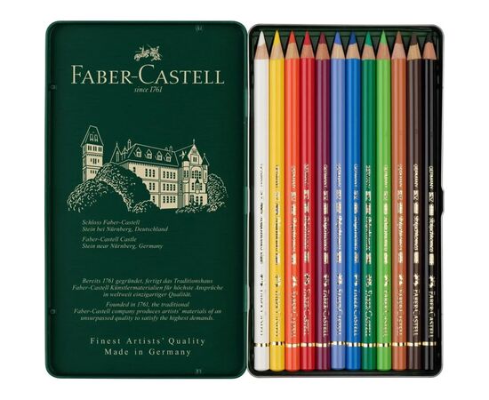 Карандаши цветные Faber-Castell Polychromos, металева коробка, 12 кольорів (110012) (15440), изображение 4