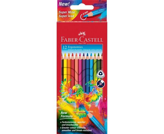 Карандаши цветные Faber-Castell Colour pencils Ergonomics, трифільні, 4 мм, 12 кольорів (116512) (32850)