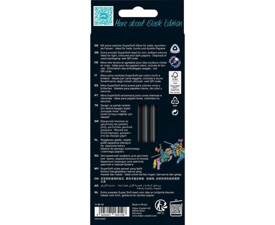 Карандаши цветные Faber-Castell Black Edition colour pencil, тригранні, чорне дерево, 12 кольорів (116412) (31214), изображение 2