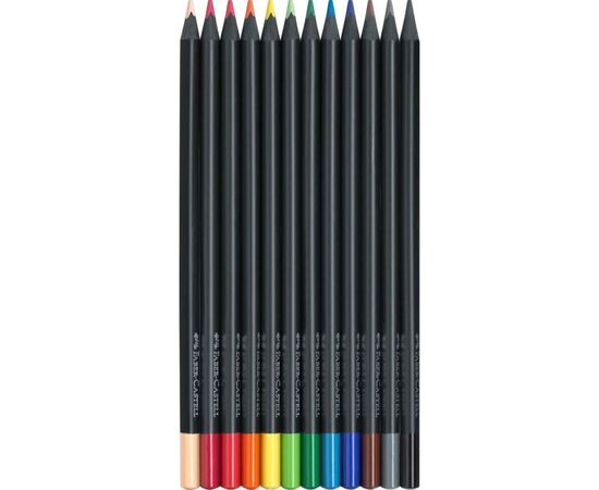 Карандаши цветные Faber-Castell Black Edition colour pencil, тригранні, чорне дерево, 12 кольорів (116412) (31214), изображение 3