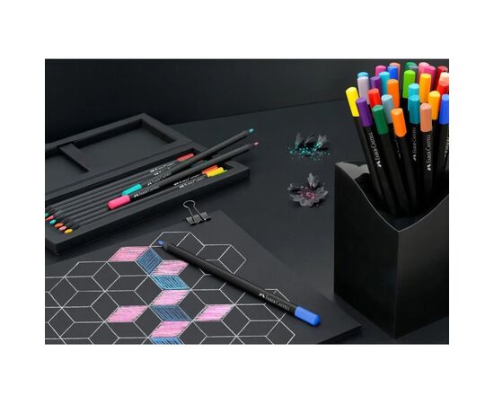 Карандаши цветные Faber-Castell Black Edition colour pencil, тригранні, чорне дерево, 12 кольорів (116412) (31214), изображение 5