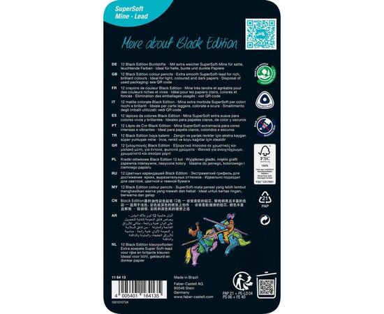 Карандаши цветные Faber-Castell Black Edition tincolour pencils, тригранні, чорне дерево, 12 кольорів (116413) (32087), изображение 3