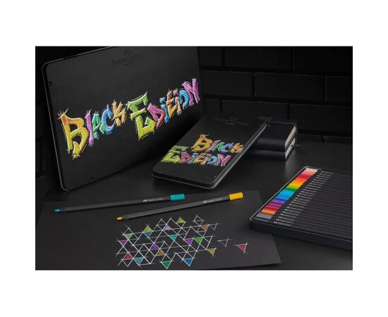 Карандаши цветные Faber-Castell Black Edition tincolour pencils, тригранні, чорне дерево, 12 кольорів (116413) (32087), изображение 6