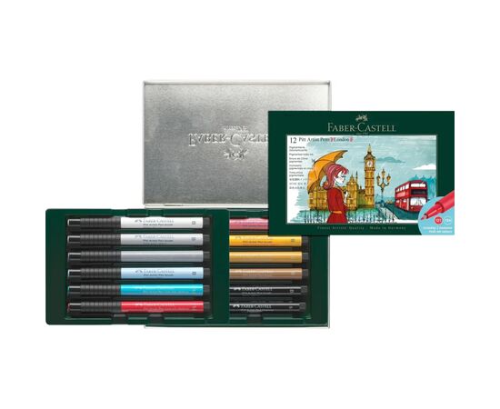 Лайнер Faber-Castell набор капиллярных ручек Pitt Artist Pen Set London, 12 шт (33018), изображение 3