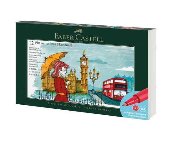 Лайнер Faber-Castell набор капиллярных ручек Pitt Artist Pen Set London, 12 шт (33018)