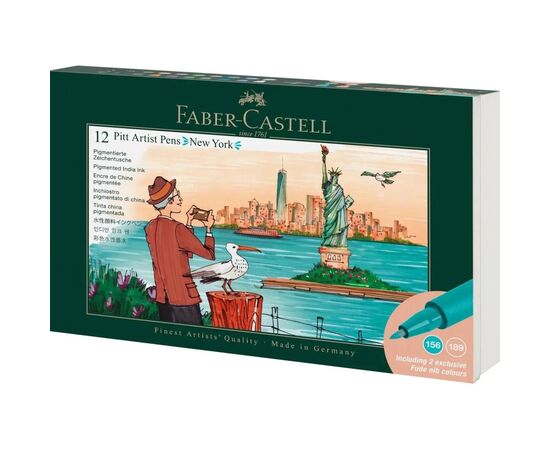Лайнер Faber-Castell набор капиллярных ручек Pitt Artist Pen Set New York, 12 шт (33016)