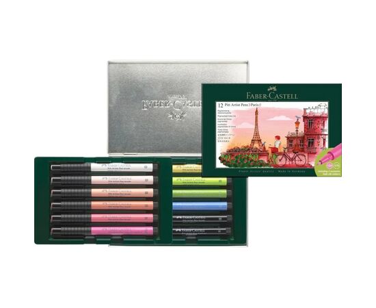 Лайнер Faber-Castell набор капиллярных ручек Pitt Artist Pen Set Paris, 12 шт (33017), изображение 4