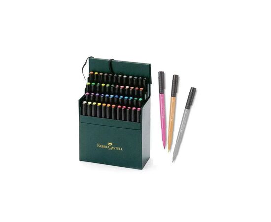 Лайнер Faber-Castell набор капиллярных ручек кисточек Pitt Artist Pen Brush India ink, 48 цветов (33030), изображение 3