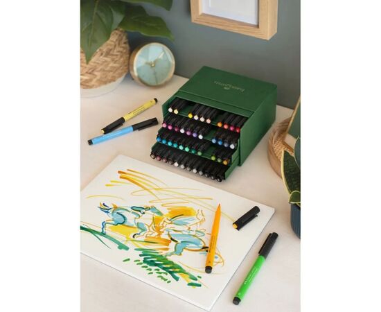 Лайнер Faber-Castell набор капиллярных ручек кисточек Pitt Artist Pen Brush India ink, 48 цветов (33030), изображение 6