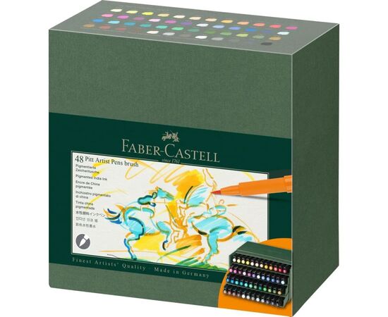 Лайнер Faber-Castell набор капиллярных ручек кисточек Pitt Artist Pen Brush India ink, 48 цветов (33030)