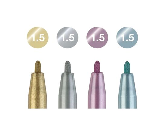 Лайнер Faber-Castell набор капиллярных ручек металликов Pitt Artist Pen Metallic M (1,5 мм) 4 цвета (28940), изображение 4