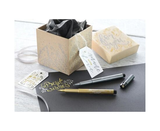 Лайнер Faber-Castell набор капиллярных ручек металликов Pitt Artist Pen Metallic M (1,5 мм) 4 цвета (28940), изображение 6
