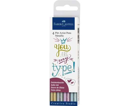 Лайнер Faber-Castell набор капиллярных ручек металликов Pitt Artist Pen Metallic M (1,5 мм) 4 цвета (28940)
