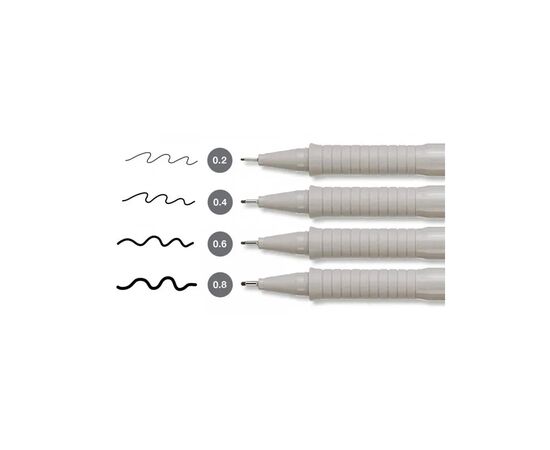 Лайнер Faber-Castell набор капиллярных ручек металликов Ecco Pigment, 4 шт.- черные, 0,2-0,8 мм (26996), изображение 3