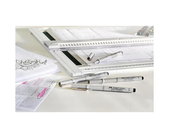Лайнер Faber-Castell набор капиллярных ручек металликов Ecco Pigment, 4 шт.- черные, 0,2-0,8 мм (26996), изображение 5