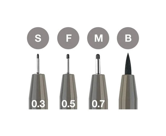 Лайнер Faber-Castell набор ручек капиллярных PITT ARTIST PEN 4 штуки (S, F, M, B) цвет теплый серый IV (32102), изображение 4