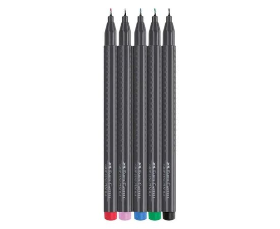 Лайнер Faber-Castell набор ручек капиллярных Grip Finepen трехгранная 0,4 мм, 5 цветов (32143), изображение 2