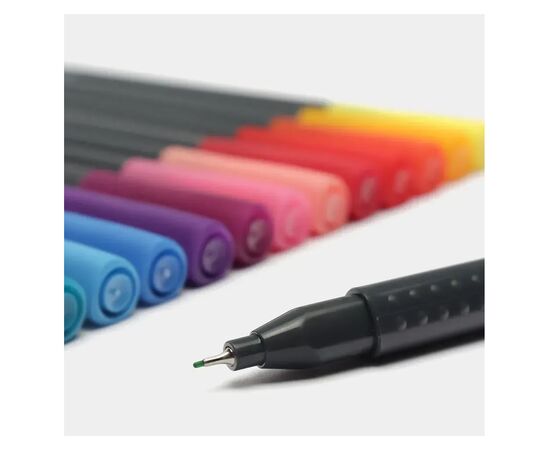 Лайнер Faber-Castell набор ручек капиллярных Grip Finepen трехгранная 0,4 мм, 5 цветов (32143), изображение 3