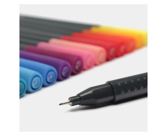 Лайнер Faber-Castell набор ручек капиллярных Grip Finepen neon трехгранная 0,4 мм, 5 цветов (32144), изображение 2