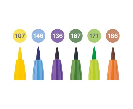 Лайнер Faber-Castell набор капиллярных ручек кисточек PITT Artist Pens Brush Summer vibe, 6 цветов (32108), изображение 3
