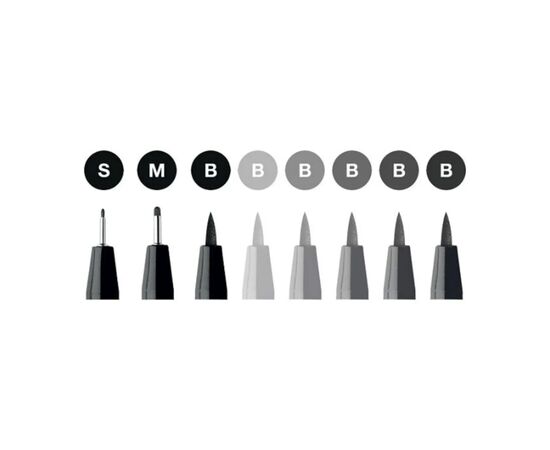 Лайнер Faber-Castell набір капілярних ручок Pitt Artist Pens Manga Basic Set 8 шт. (сірі відтінки + чорний) (23899), зображення 3