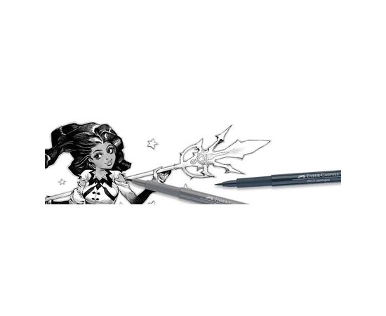 Лайнер Faber-Castell набір капілярних ручок Pitt Artist Pens Manga Basic Set 8 шт. (сірі відтінки + чорний) (23899), зображення 5