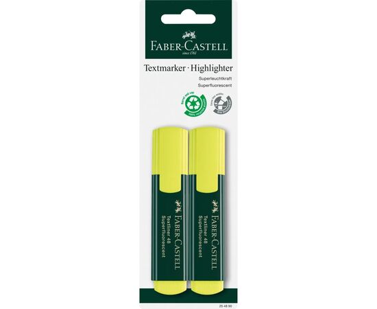 Маркер Faber-Castell текстовый Textliner 48 Superfluorescent цвет желтый 2 шт в блистере (33021)