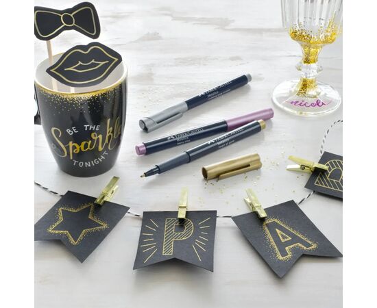 Маркер Faber-Castell металлик для декора Metallics Marker Nothing else metals, M (1,5 мм), цвет серебро (30347), изображение 7