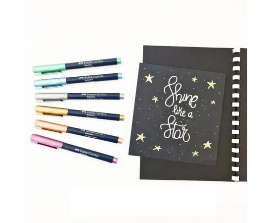 Маркер Faber-Castell металлик для декора Metallics Marker Wanderlust, M (1,5 мм), цвет зеленый (30351), изображение 8