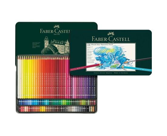 Карандаши цветные Faber-Castell Albrecht Drer акварельні, 120 кольорів в металевій коробці (117511) (15514), изображение 3