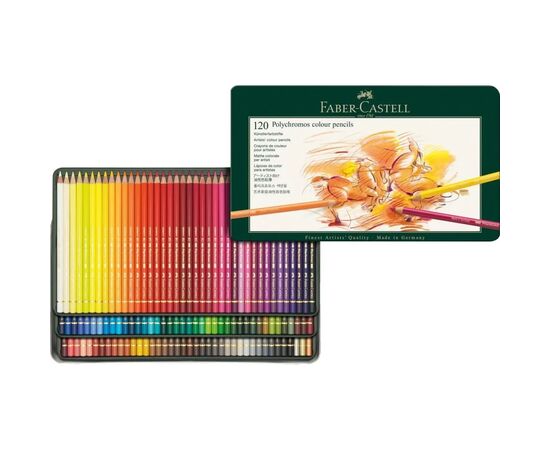 Карандаши цветные Faber-Castell POLYCHROMOS художні 120 кольорів в металевій коробці (110011) (11945), изображение 3