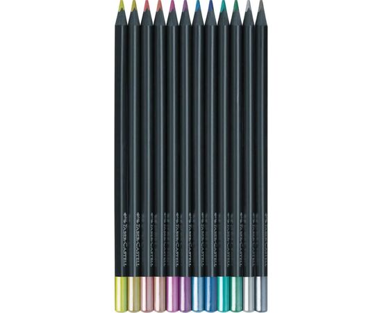 Карандаши цветные Faber-Castell Black Edition Сolour Pencils Metallic 12 кольорів (116415) (32446), изображение 3