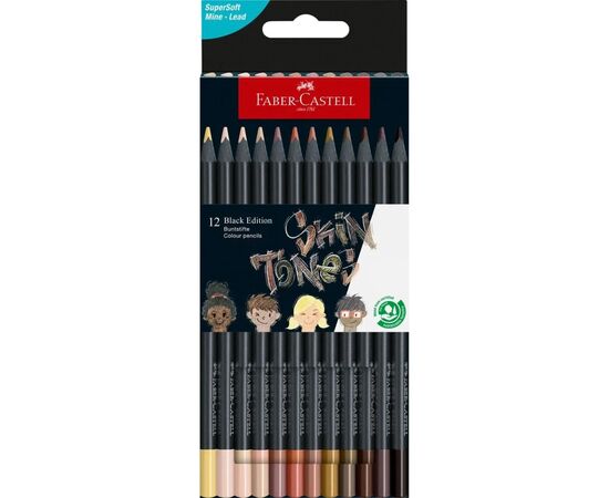 Карандаши цветные Faber-Castell Black Edition Colour Pencils Skin Tones 12 кольорів (116414) (32397)