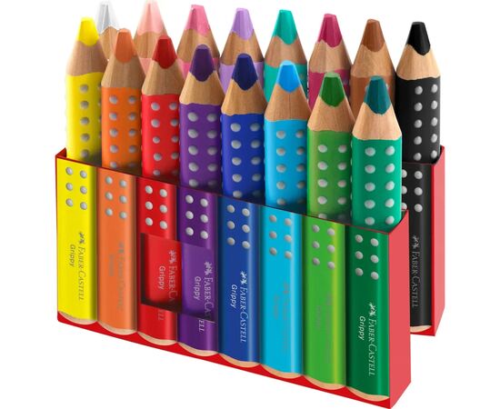 Олівці кольорові Faber-Castell XXL Jumbo Grippy акварельні, потовщені, з м'яким грифелем 16 кольорів+стругачка (110645) (33044), зображення 3