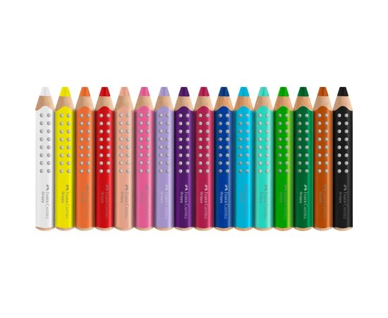 Карандаши цветные Faber-Castell XXL Jumbo Grippy акварельні, потовщені, з м'яким грифелем 16 кольорів+стругачка (110645) (33044), изображение 4