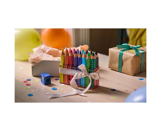 Олівці кольорові Faber-Castell XXL Jumbo Grippy акварельні, потовщені, з м'яким грифелем 16 кольорів+стругачка (110645) (33044), зображення 7
