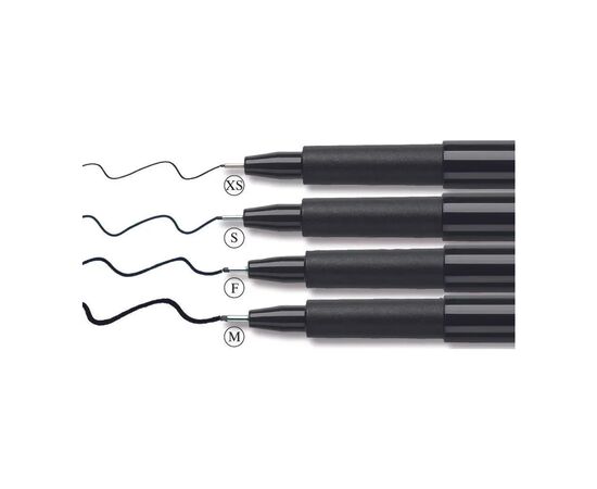 Лайнер Faber-Castell набор капиллярных ручек PITT Artist Pen black fineliner, 4 шт (XS, S, F, M) черного цвета (25826), изображение 4