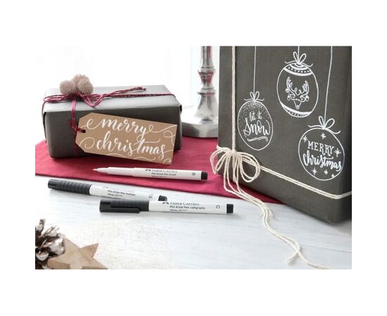 Лайнер Faber-Castell набор капиллярных ручек PITT Artist Pen black & white черный/белый 4 шт разных диаметров (28939), изображение 7