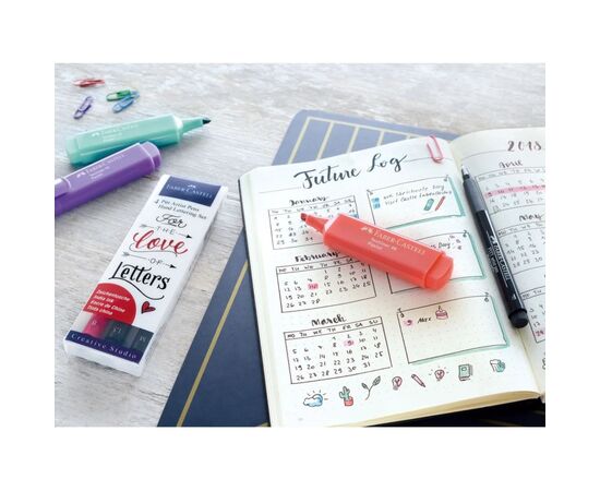 Лайнер Faber-Castell набор капиллярных ручек Pitt Artist Pens Hand Lettering Settering Set 4 шт (27338), изображение 5