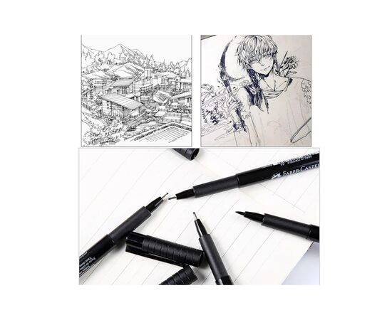 Лайнер Faber-Castell набор ручек капиллярных PITT ARTIST PENS (S, F, M, B) цвет черный 4 шт (15434), изображение 4