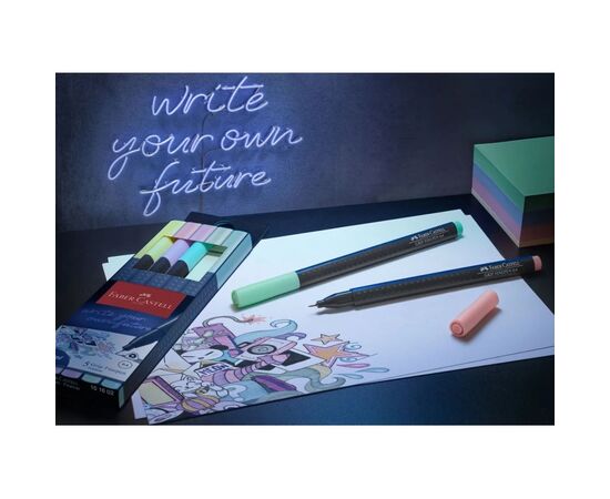 Лайнер Faber-Castell набор ручек капиллярных Grip Finepen neon трехгранная 0,4 мм, 5 цветов (32145), изображение 4