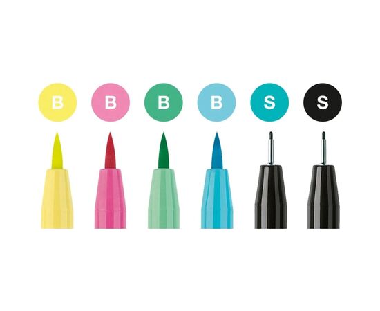Лайнер Faber-Castell набор ручек капиллярных PITT Artist Pens Hand Lettering Set (пастельные оттенки) 6 шт (27371), изображение 2