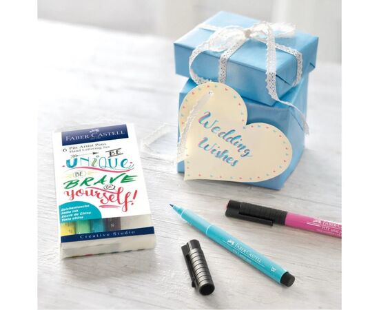 Лайнер Faber-Castell набор ручек капиллярных PITT Artist Pens Hand Lettering Set (пастельные оттенки) 6 шт (27371), изображение 3