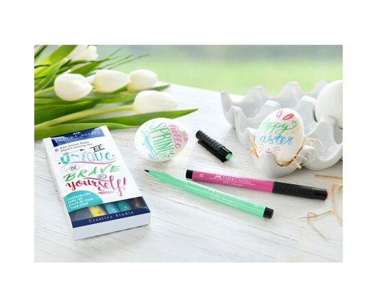 Лайнер Faber-Castell набор ручек капиллярных PITT Artist Pens Hand Lettering Set (пастельные оттенки) 6 шт (27371), изображение 4
