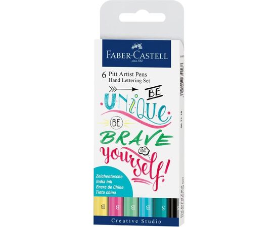 Лайнер Faber-Castell набор ручек капиллярных PITT Artist Pens Hand Lettering Set (пастельные оттенки) 6 шт (27371)
