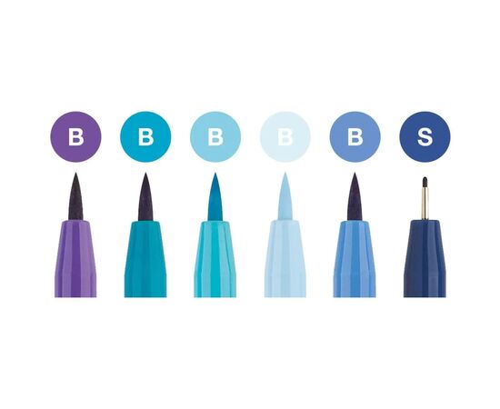 Лайнер Faber-Castell набор ручек капиллярных PITT ARTIST PENS Hand Lettering Set 6 цветов оттенки голубого (28983), изображение 3