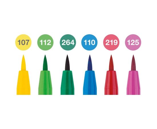 Лайнер Faber-Castell набор капиллярных ручек кисточки PITT Artist Pens Brush Springtime, 6 цветов (32107), изображение 3