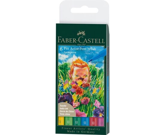 Лайнер Faber-Castell набор капиллярных ручек кисточки PITT Artist Pens Brush Springtime, 6 цветов (32107)