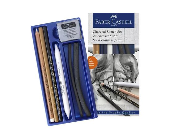 Художественный набор Faber-Castell Charcoal Sketch set для скетчів Вугілля, 7 предметів (27304), изображение 3