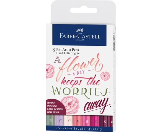 Лайнер Faber-Castell набор капиллярных ручек PITT ARTIST PENS Hand Lettering Set 8 цв. оттенки розового (28984)